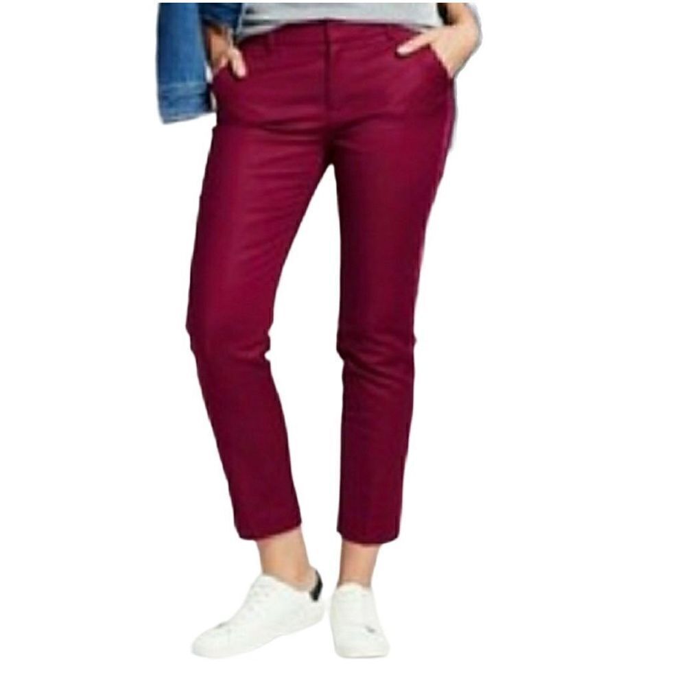 A New Day NWT burgundy slim ankle pants with velvet piping size 18